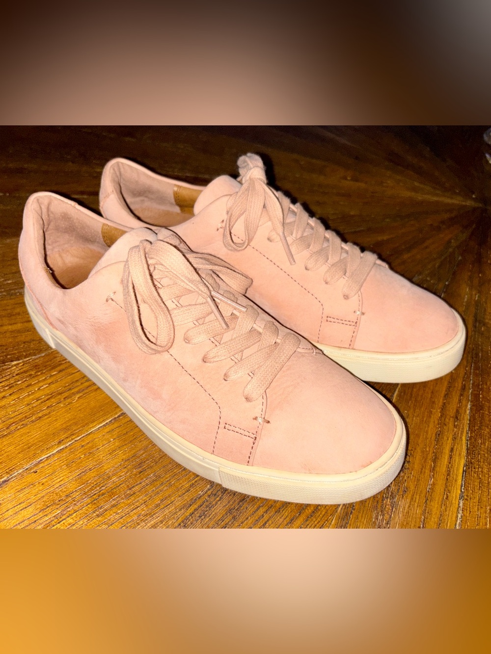 FRYE Women's Pink Blush Ivy Low Lace Suede Sneakers 8M